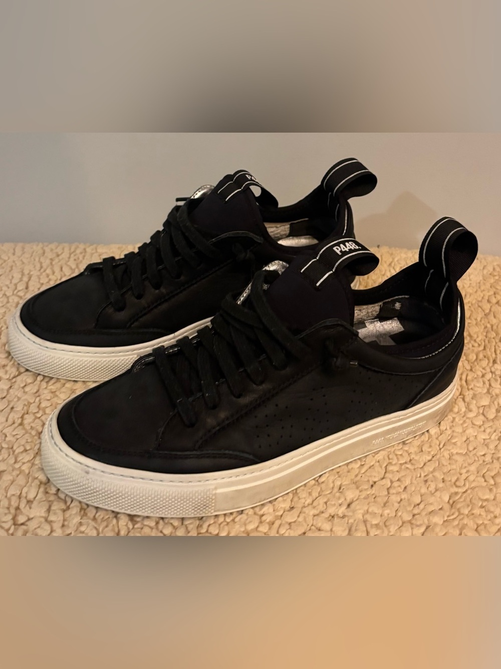 P448 Black Leather Sneakers